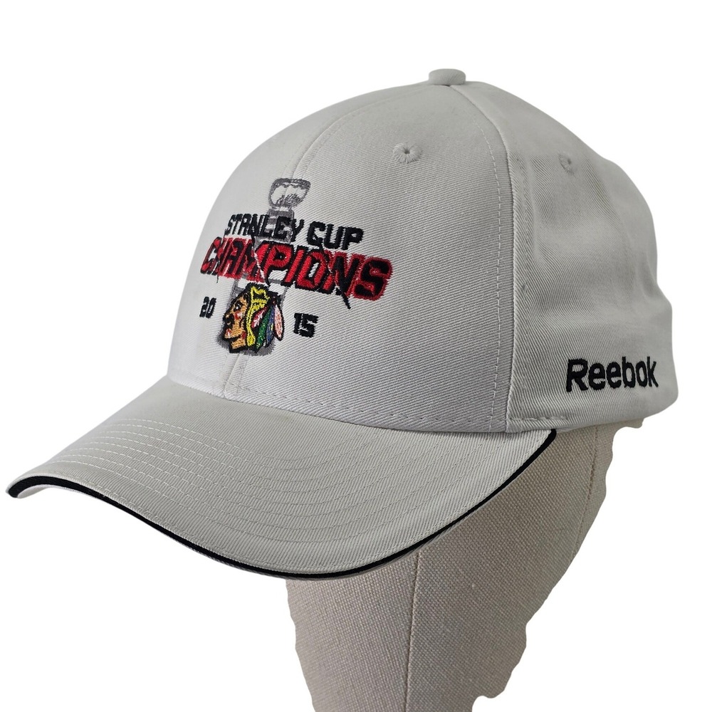 Reebok Chicago Blackhawks 2015 Stanley Cup Champions Hat White Adjustable NHL‎